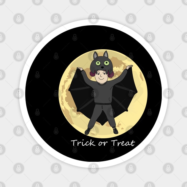 Lovely Kid in Halloween Bat Costume Magnet by Buntoonkook